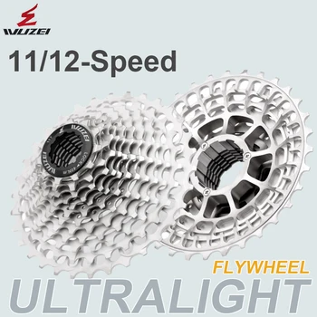 WUZEI SL CNC Yol Bisikleti 12/11 S Ultralight Pedal Çevirmeden 11-28/32/34/36 T Bisiklet Kaset Volan 12 Hız K7 Çakıl 11 V Dişli