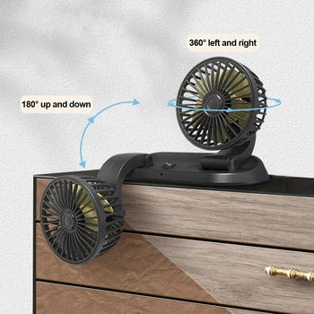 Araba fanı Yaz Soğutma Ayarlanabilir Çift kafa Fan Derece Dönebilen 3 Hız Çift Kafa Otomatik Soğutma hava Sirkülatör Fanı