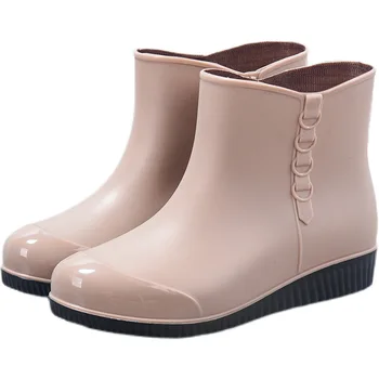 2023 Kadın Moda kaymaz yağmur çizmeleri Su Geçirmez Kadın Rainboots Ayak Bileği Wellies Ayakkabı PVC Mutfak Ayakkabı