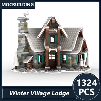 Kış Köyü Lodge Modeli Moc Yapı Taşları Dıy Monte Tuğla Mimari Serisi Yılbaşı Hediyeleri Ekran Oyuncaklar 1324 ADET