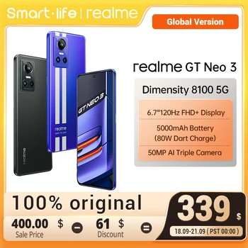 Küresel Sürüm Realme için GT NEO 3 5G Dimensity 8100 6.72 