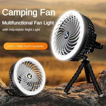 Çok fonksiyonlu Fan ile ışık masaüstü / tavan vantilatörü / Asılı Kamp Çadırı Elektrikli Fan Ayarlanabilir parlaklık Gece lambası fan lambası