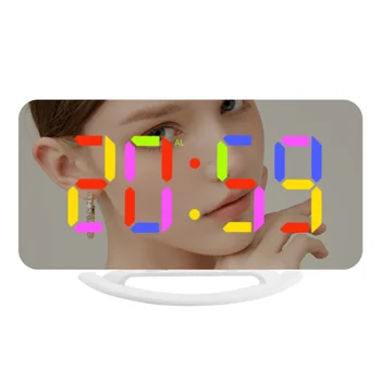 Raymeel-Geniş Ekran RGB Çalar Saat, Göz Kamaştırıcı Renk, LED Dijital Yaratıcı Masaüstü, USB Elektronik, Ev Dekorasyonu, 12,24 Saat
