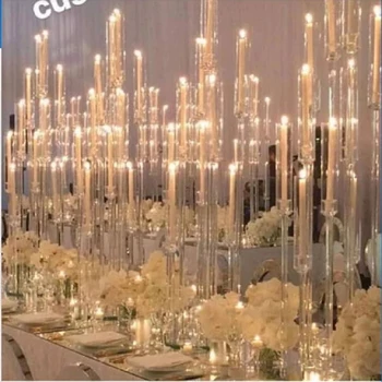 11 adet Akrilik kristal şamdan düğün centerpieces temizle düğün için mumluk töreni olay parti dekorasyon